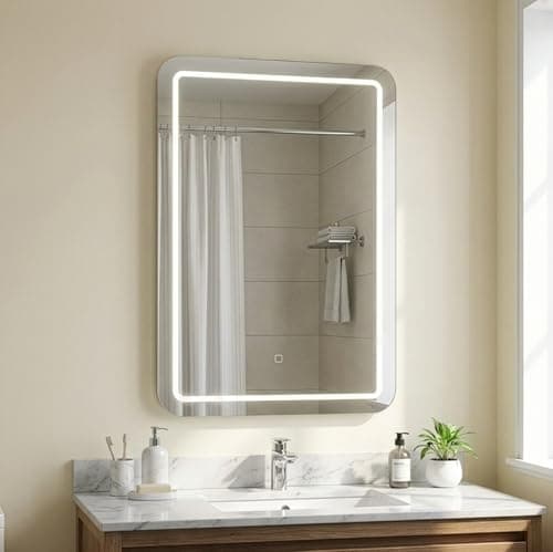 Image of Croydex MM720400E Chawston Hang 'N' Lock Illuminated Square Mirror, Glass , 3x40x60.5 cm