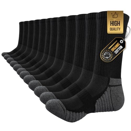 Image of TANSTC Mens Socks Wicking Breathable Cushion Comfortable Casual Crew Socks Outdoor Multipack Performance Hiking Trekking Walking Athletic Socks 6 Pairs