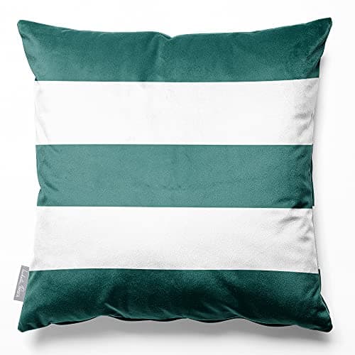 Image of Izabela Peters Cushions With Covers Included, Filled Cushion, Eco-Friendly Velvet Cushions, 45 cm, 3 Stripes Horizontal - Forest Biome, Chair Cushions, Sofa Cushions, Seat Cushions