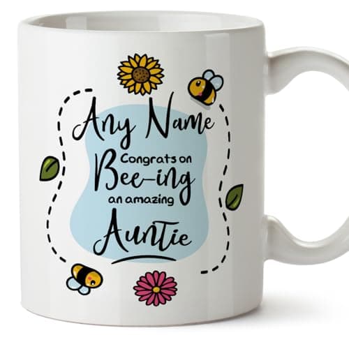 Image of MUGFFINS Personalised Mug for Aunt - in English - Thanks for Beeing - Funny Custom Gift - Ceramic 11oz Mug