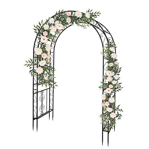 Image of Bonnlo Garden Arch Metal Strong, Outdoor Garden Archway for Climbing Plants, Durable Devorations Arches for Backyard, Wedding Party, 132W X 213H (Black)
