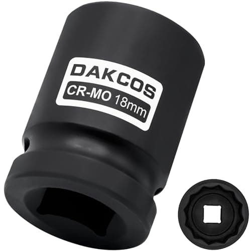 Image of DAKCOS 1/2" Drive 18mm Socket 12 Ponit Impact Wrench Socket Drive Shaft Tool Power, CR-MO