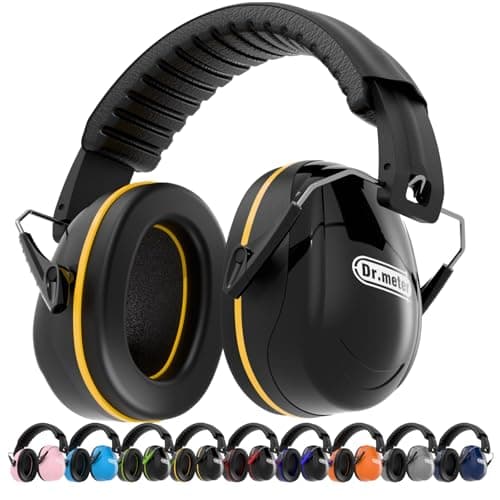 Image of Dr.meter Ear Defenders Adults, SNR 31dB Noise Reduction Earmuffs with with Adjustable Headband Double Layers Hearing Protection for Gardening Yard Work Bag Included Black Yellow