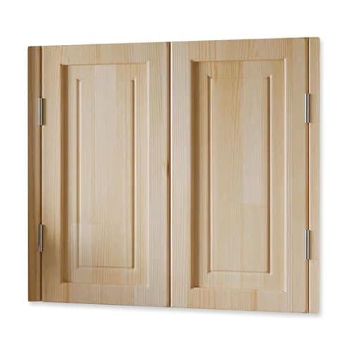 Image of Solid Wood Double Sa Doors 70-150cm - Café Sle Entryway Separat, 2 Panels with Hins for Kitchen, Living Room, Office - Wood Color (W76*H90cm)