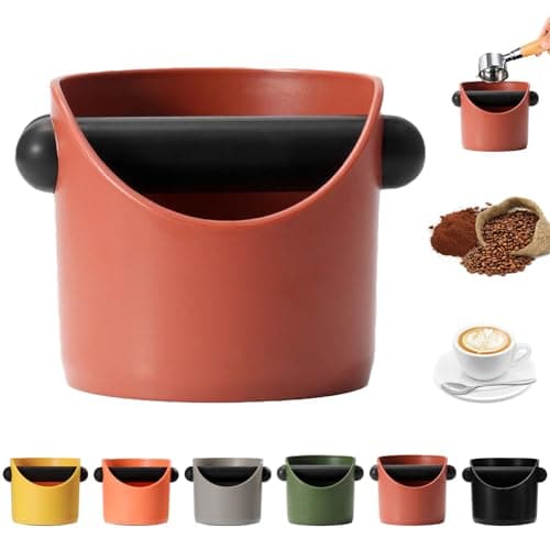 Image of MORAINJAY Small Coffee Knock Box, Red Espresso Coffee Grounds Bin with Removable Knock Bar, Container Knock Box with Shock-Absorbent Non-Slip Base,Grind Barista Machine Accessories