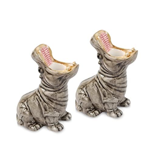 Image of Hungry Hippos Candle Holder Set with Funny Hippo Animal Figures, Set of 2