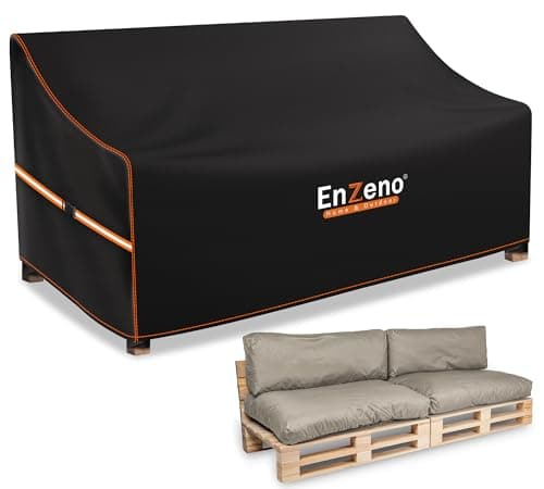 Image of Enzeno Pallet Sofa Covers Waterproof,Outdoor Garden Sofa Cover 3-4 Seater Garden Couch Cover Rattan Corner 420D Oxford Pallet Furniture Covers(220x85x61/71cm)