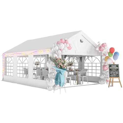 Image of Outsunny 4 x 6 m Gazebo with sides, Outdoor Marquee Party Tent with 4 Removable Sidewalls for Wedding, Events, White