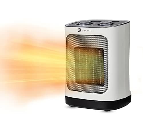 Image of PureMate Ceramic Fan Heater, 1800W Portable Electric Heater with 2 Heat Settings, Space Heater with Oscillating, Adjustable Thermostat & Safety Cut-Off, Tip-Over and Overheat Protection