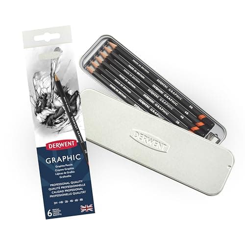 Image of Derwent Set of 6 Graphic Pencils in Soft Degrees 8B-2H, Professional Quality Graphite For All Artists – Beginners & Professionals, Suitable For Sketching, Drawing, Shading, Drafting and Illustrations