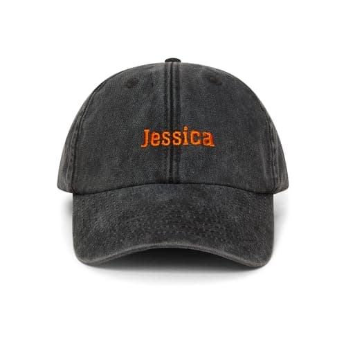 Image of Personalized Embroidered Hat - Personalized Hat with Text and Logo - Custom Summer Sun Caps for Unisex - Perineum Quality Material with Adjustable Strap - Ideal for Any Occasion - Vintage Black