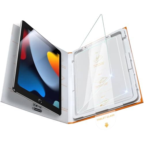 Image of TOPESCT IPad 10.2 inch Screen Protector[2 Pack], Tempered Glass Film for Apple iPad 2021 2020 2019 (9th / 8th / 7th Generation) (2 Pack With Easy Application Tray)