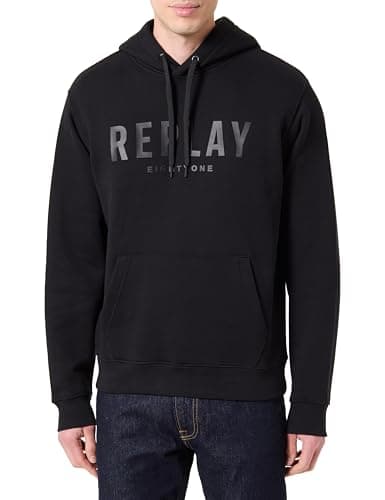 Image of Replay Men's Hoodie with Bum Pocket, Black 098 (Black), L