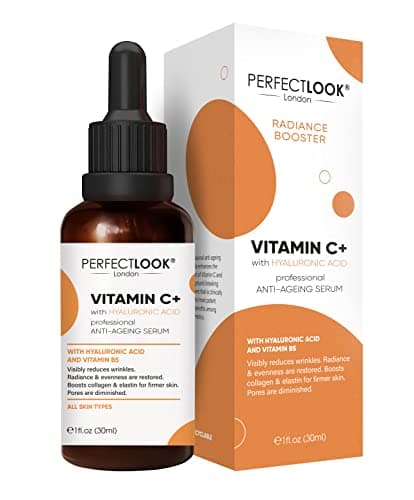 Image of Perfect Look London Vitamin C & Hyaluronic Acid Face Serum – 12% Vitamin C Brightening Serum for Dark Spots & Uneven Skin Tone – Hydrating Anti-Ageing with B5 & Vitamin E (30ml)