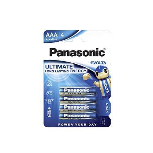 Image of Panasonic EVOLTA AAA batteries, pack of 4 alkaline batteries, AAA Micro LR03, 1.5 V, premium batteries for toys, robots and torches