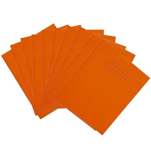 Image of Rhino 8 x 6.5 Exercise Books, 48-Page/Top Half Blank & Bottom Half 12mm Lined Paper Notebook, 10-Pack, Writing Book, Office & School Stationery Supplies, Orange