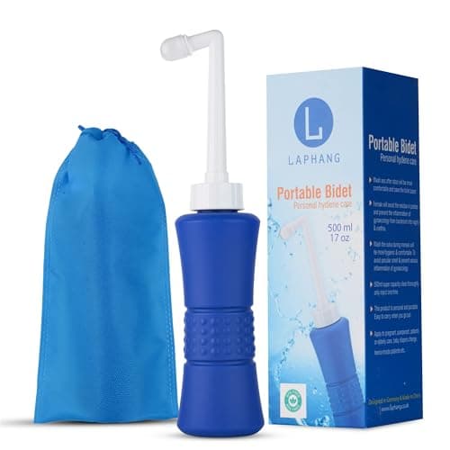 Image of laphang Portable Bidet 500ml Blue Peri Bottle with Waterproof Pouch and Cap – PP + TPR, Leak Proof & Scratch Resistant –Perineal bottle for Postpartum Hemorrhoids Healing, Maternity Kit Essentials