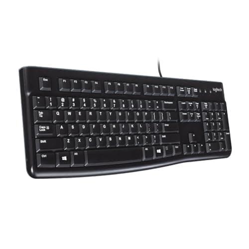 Image of Logitech K120 Wired Keyboard for Windows, USB Plug-and-Play, Full-Size, Spill-Resistant, Curved Space Bar, Compatible with PC, Laptop, QWERTY UK English Layout - Black