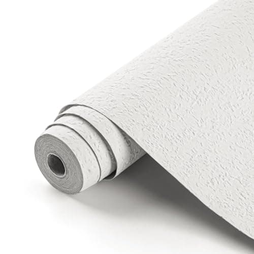 Image of WINSOME Woodchip Wallpaper for Bedroom Paintable White Embossed Textured Wood Effect Living Room Wallpaper for Home Decoration and Renovation 10m Roll
