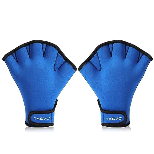 Image of TAGVO Aquatic Gloves for Helping Upper Body Resistance, Webbed Swim Gloves with Wrist Strap, Well Stitching, No Fading, Sizes for Men Women Adult Children Aquatic Fitness Water Resistance Training