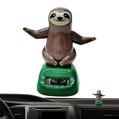 Image of Zyntora Dashboard Decorations - Solar Powered Swinging Sloth Figure for Car | Cute Animal Figurines Dash Ornaments, Funny Desk Decorations for Home Office Desktop