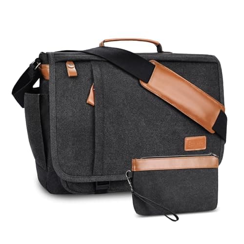 Image of Estarer Laptop Messenger Bag 17.3 Inch Mens Large Satchel Shoulder Bag with Pencil Case for Work School(Dark Grey)