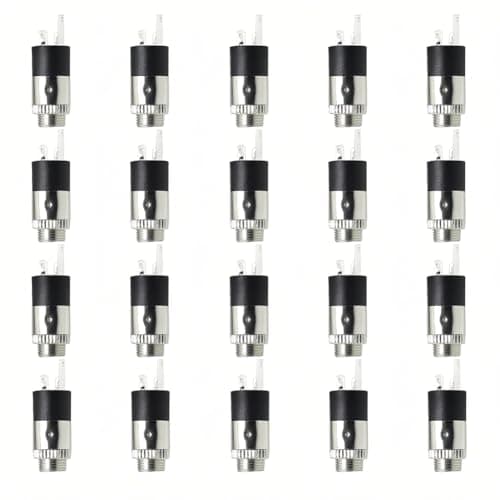 Image of Tiiyee PJ392 Audio Socket Jack, Stereo Female Cylindrical Jack Panel Mount Headphone Connector Plug Video Socket Plating Terminals with Locking Nuts W/Screw Adapter 3.5mm 20PCS