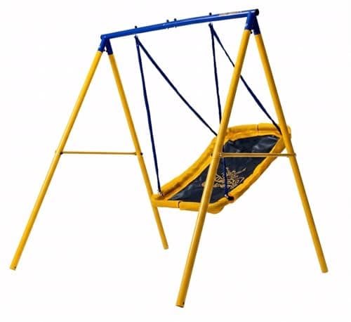 Image of Zero Gravity Kids Swing Set With Sturdy Metal Frame. Garden Fun For Up To 2 Children (Magic Carpet)