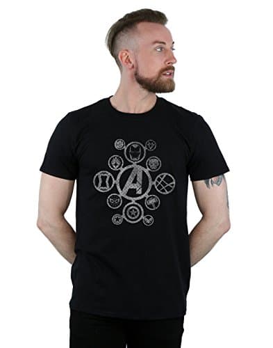 Image of Marvel Men's Avengers Infinity War Distressed Metal Icons T-Shirt Black X-Large