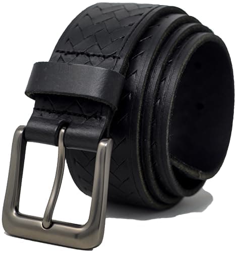 Image of Ashford Ridge Made in England 38mm Full Hide Leather Belt - Black Weave - Large
