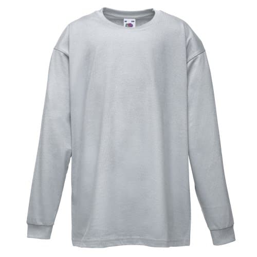 Image of Fruit of the Loom Unisex Kids Valueweight Long Sleeve T-Shirt, Heather Grey, 5-6 Years (Manufacturer Size:26)