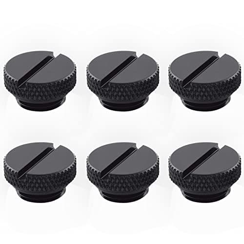 Image of dracaena.io 6 Pack G1/4" Thread, Thin Water Stop Plug Fitting with Coin Slot for Computer Water Cooling System, Durable Brass/Copper Material, Black