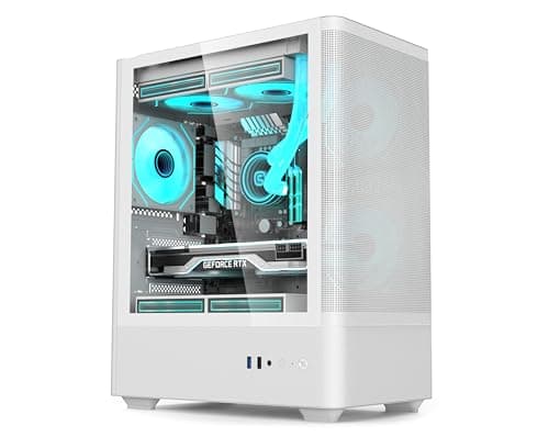 Image of iONZ PC Case mATX Mid Tower with 3 ARGB PWM Fans, High Airflow - KZ19 Spin - Mesh | White