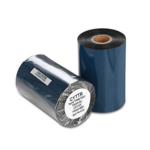 Image of CYTTR Thermal Transfer Ribbon - Premium Resin-Enhanced Wax Printer Ribbon 1inch core Ink Out - 1 Roll (4.33" x 1476') 110mm*450m for Zebra ZT410,ZT420,ZM400,Sato,Datamax,Tsc,Tec, Printer