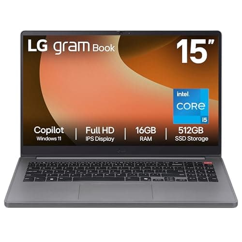 Image of LG gram Book 15U50T - 15 Inch FHD IPS Lightweight Laptop, Intel Core i5 1334U, 16GB RAM, 512GB SSD, Windows 11 Home, Copilot, HD Webcam with Privacy Shutter, Titan Silver