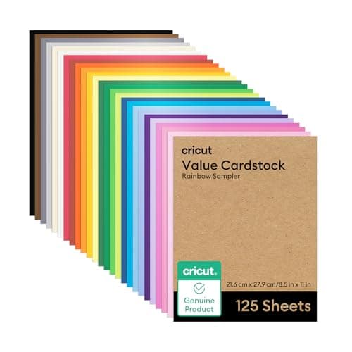 Image of Cricut Value Cardstock Paper, Rainbow Sampler - 125 Sheets (8.5" x 11") - Compatible with Joy Xtra, Explore, & Maker Machines - Letter Size