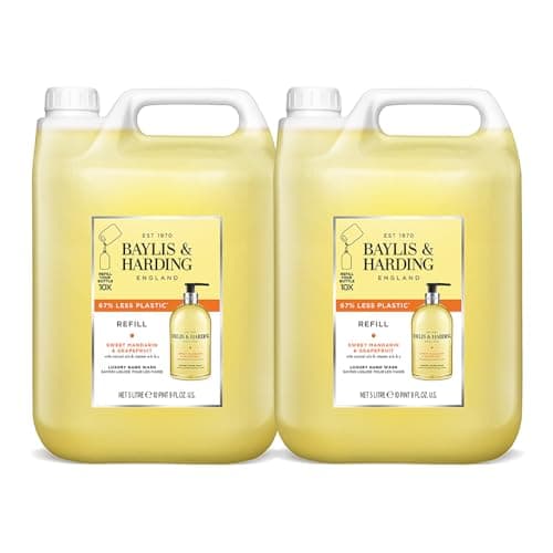 Image of Baylis & Harding Sweet Mandarin & Grapefruit Hand Wash 5 Litre Refill (Pack of 2, total 10 litres) - Vegan Friendly