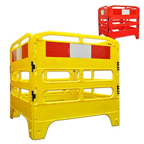 Image of Street Solutions UK - 750mm OR 1m Folding Utility Gate Barrier Red or Yellow - 4 Piece Set - Strong and Durable - Manufactured from 100% recyclable material - Made in The U.K (1m, Yellow)