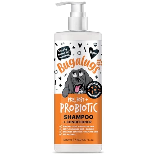 Image of Bugalugs Probiotics for Dogs Natural Dog Shampoo with Pumpkin Powder for dogs – Soothes Itchy & Irritated Paws, Supports Microbiome, Itchy Skin & Paws (Probiotic Shampoo 500ml)
