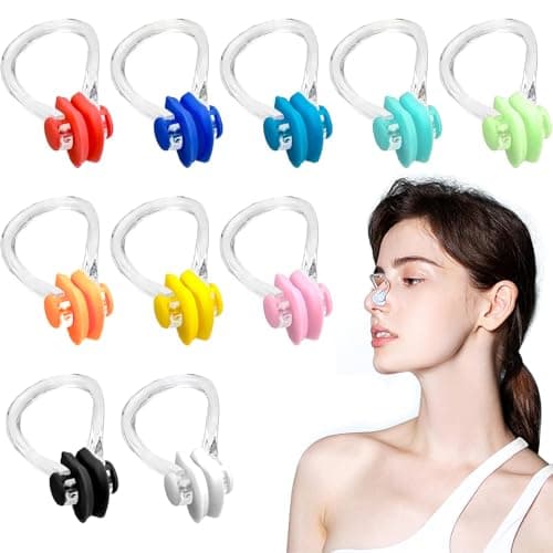 Image of NAYAGOGO 10 Pcs 10 Colors Nose Clips Swimming, Nose Plug Reusable Waterproof Nose Protector, Waterproof Training Swim Nose Protector Plug, for Swimmers, Beginners