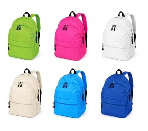 Image of Trend Rucksack Backpack 600D Lightweight School Bag Travel Gym Work Backpack with Adjustable Straps & Multi Zip Pockets for Men Women Boys Girls 35x47x17cm 6 Colours (White)