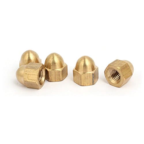 Image of Sourcingmap 5pcs M6 Female Thread Nut DIN1587 Dome Cap Head Hex Brass Tone