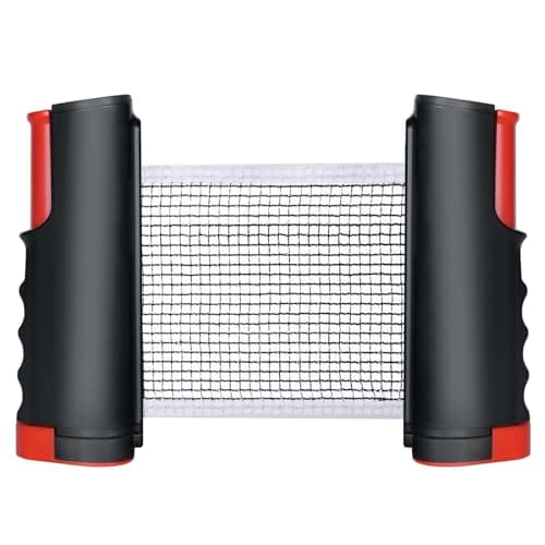 Image of Flintronic Retractable Ping Pong Net, Portable Table Tennis Net Rack, 170 * 19 cm Replacement Table Tennis Net, Perfect for Ping Pong Table, Office Desk, Home Kitchen or Dining Table (Red)