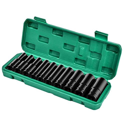 Image of NefLaca 1/2" Impact Deep Socket Set 10Pcs 10-24mm Durable Reliable Drive Cr-Mo Steel for Professional Repair DIY Tasks with Carrying Case