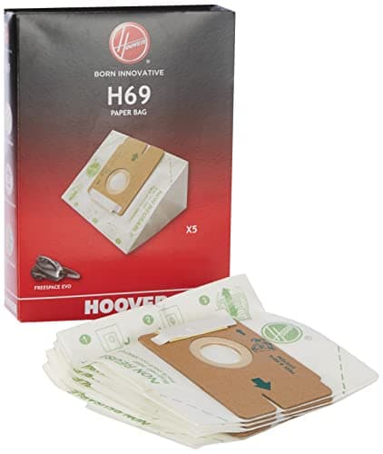 Image of Hoover H69 Vacuum Cleaner Bags, Original, in Paper, Anti Odor, Extra Filtering, Compatible With Hoover Vacuum Cleaner Freespace Evo, 5 Bags