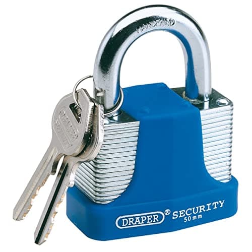 Image of Draper 64182 Laminated Steel Padlock and 2 Keys with Hardened Shackle/Bumper 50 Millimeters