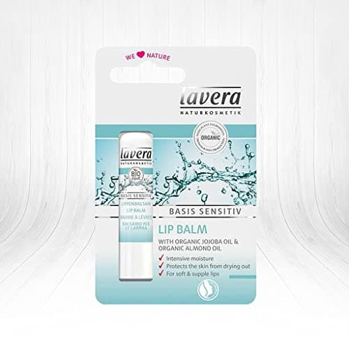 Image of lavera basis sensitiv Lip Balm - with organic Jojoba-Oil & Almond-Oil - protects lips against drying out - for intensive moisture - for soft, smooth & supple lips - organic (1 x 4 g)