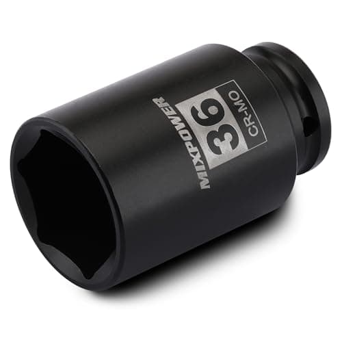 Image of MIXPOWER 1/2" Drive Deep Impact Socket, CR-MO, 36mm, 6 Point, Axle Nut Impact Grade Socket for Easy Removal