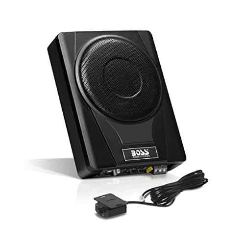 Image of BOSS Audio Systems BASS8 8 Inch Underseat Powered Car Subwoofer - 800 High Output, Low Profile, Built-in Amplifier, for Trucks, Boxes and Enclosures, Remote Control Subwoofer
