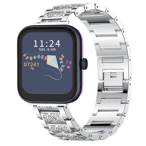 Image of Blueshaweu Compatible for RADLEY Series Smartwatch 18mm 20mm 22mm Jewelry Bling Diamond Metal Dressy Strap Accessories Sports Band Compatible for RADLEY Series 32/20/ 19/46/10 Watch (Silver, 20mm)